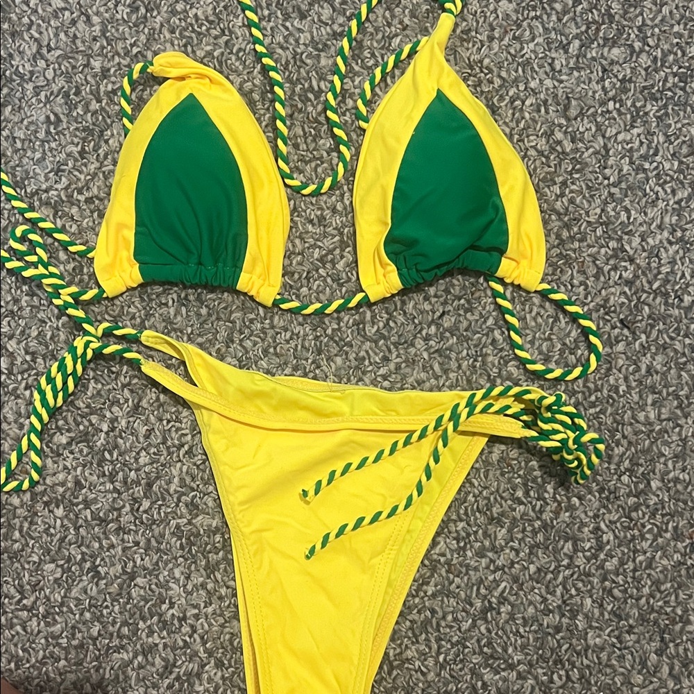 Yellow and Green Bikini Set